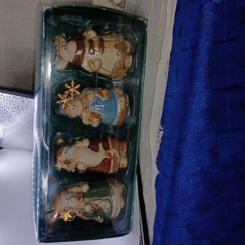 Pier 1 christmas ceramic figurines in box
